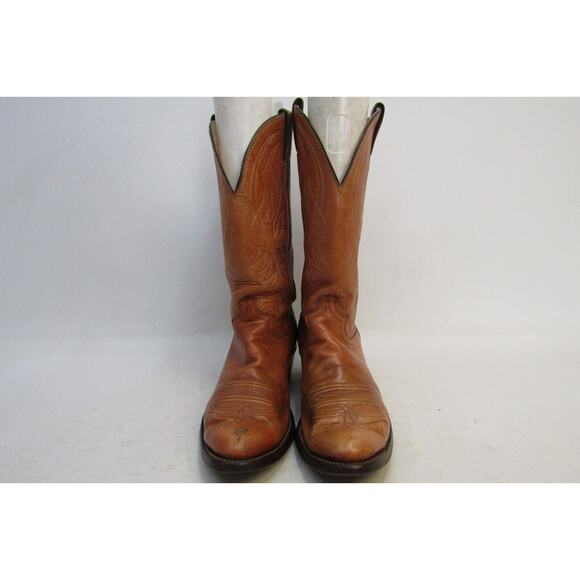 JUSTIN Mens Size 10 D Brown Orange Leather Cowboy Western Boots main image 5